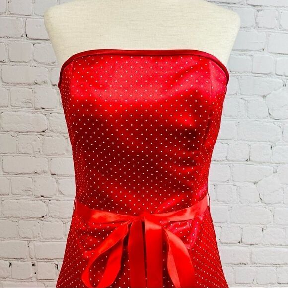 VTG 90s Gunne Sax Jessica McClintock Red Polka Dot Tulle Mini Dress - Picture 2 of 12